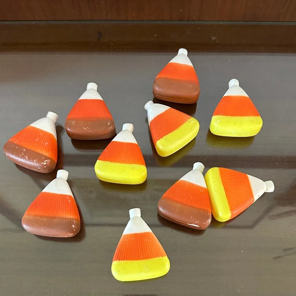Vintage Candy Corn Light Covers Set of 10 Halloween Autumn Plastic Blow Mold